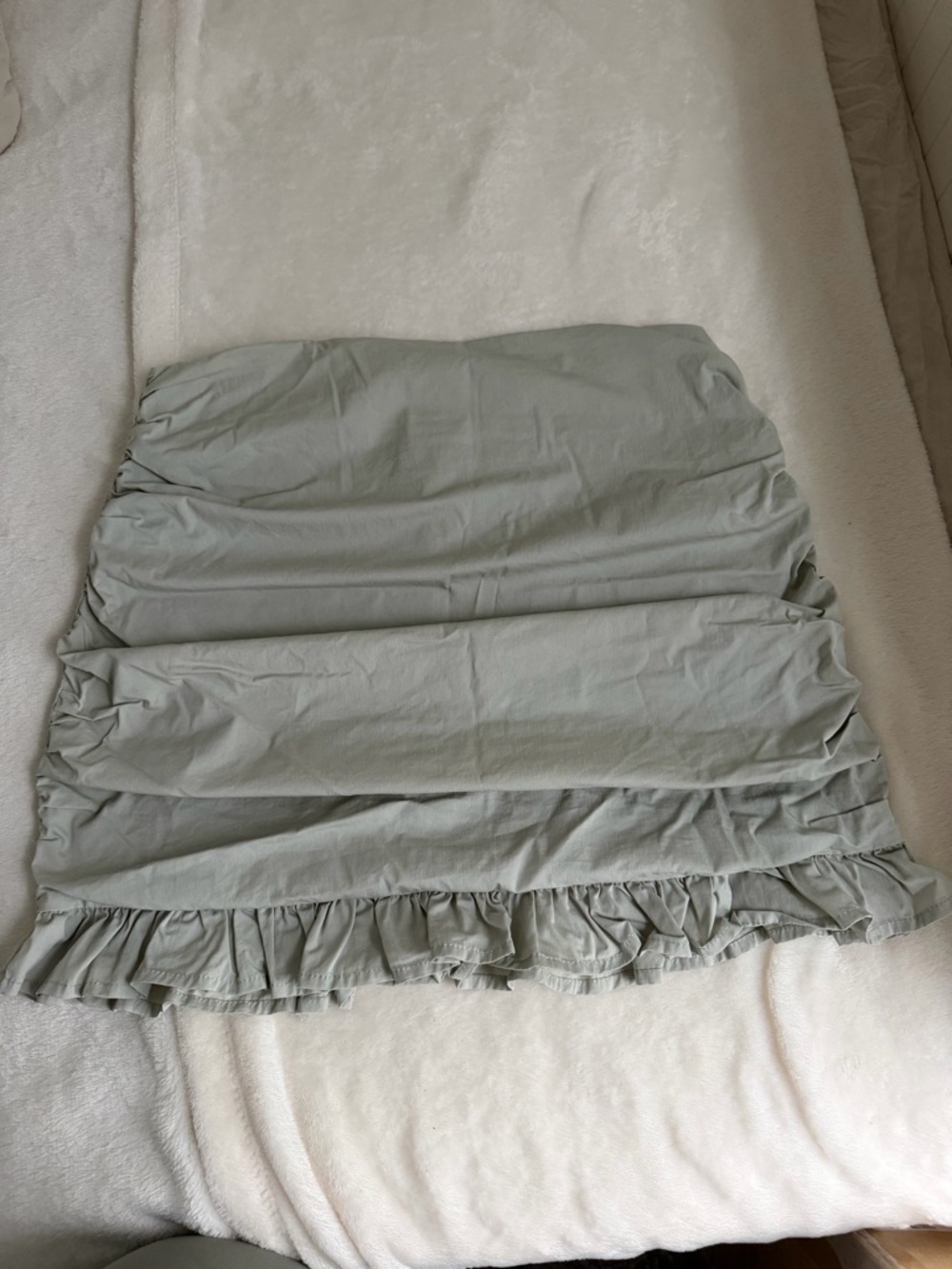 Mable Light Sage Ruffled Mini Skirt